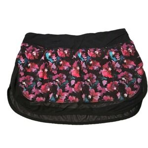 Lululemon Hotty-Hot Skirt II Skort Black And Fuchsia Silicone Grip Pockets Sz 10
